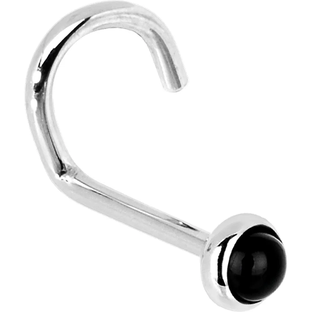 Solid 14KT White Gold 2mm Onyx Nose Ring