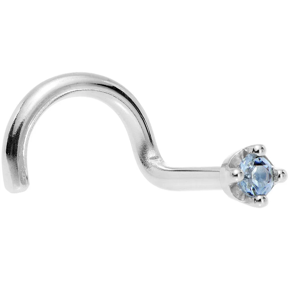 Solid 14KT White Gold (December) 1.5mm Genuine Topaz Nose Ring