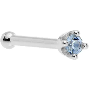 Solid 14KT White Gold (December) 1.5mm Genuine Topaz Nose Ring