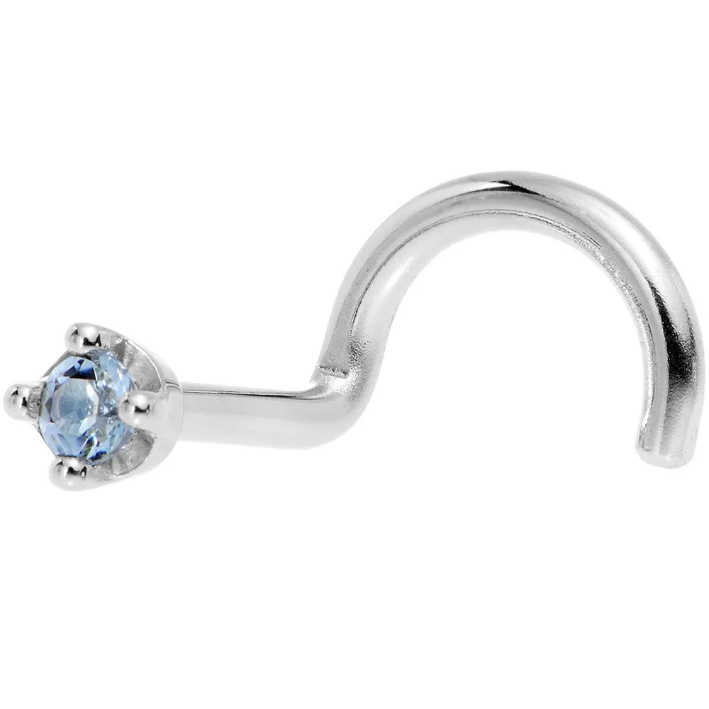 Solid 14KT White Gold (December) 1.5mm Genuine Topaz Nose Ring