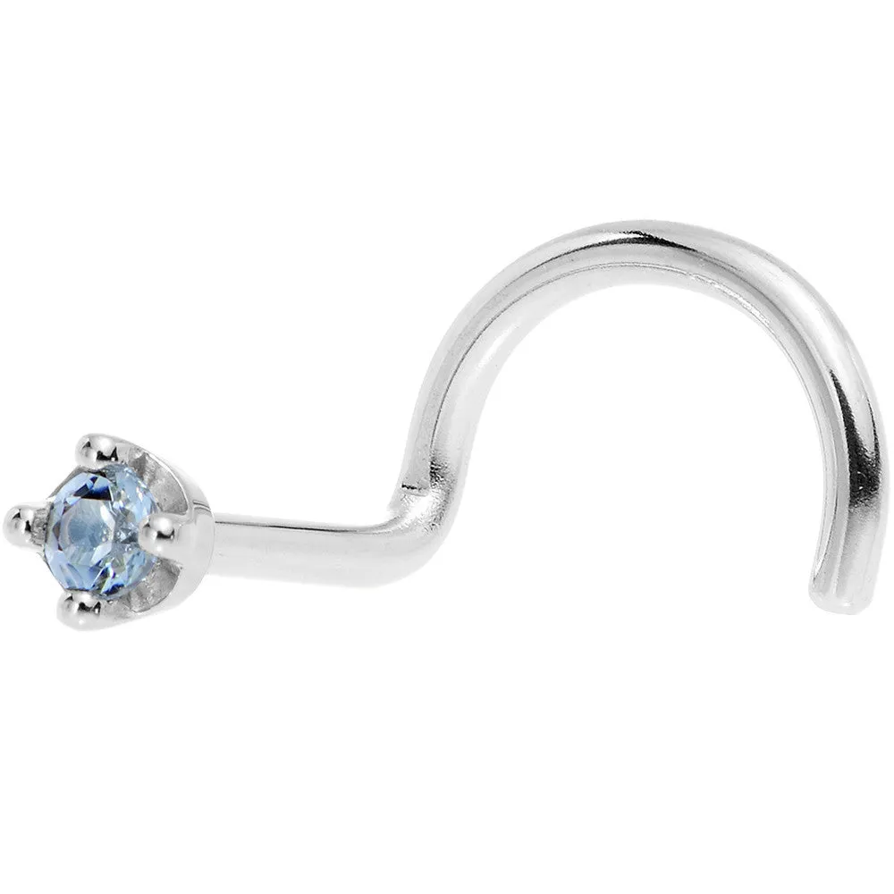 Solid 14KT White Gold (December) 1.5mm Genuine Topaz Nose Ring