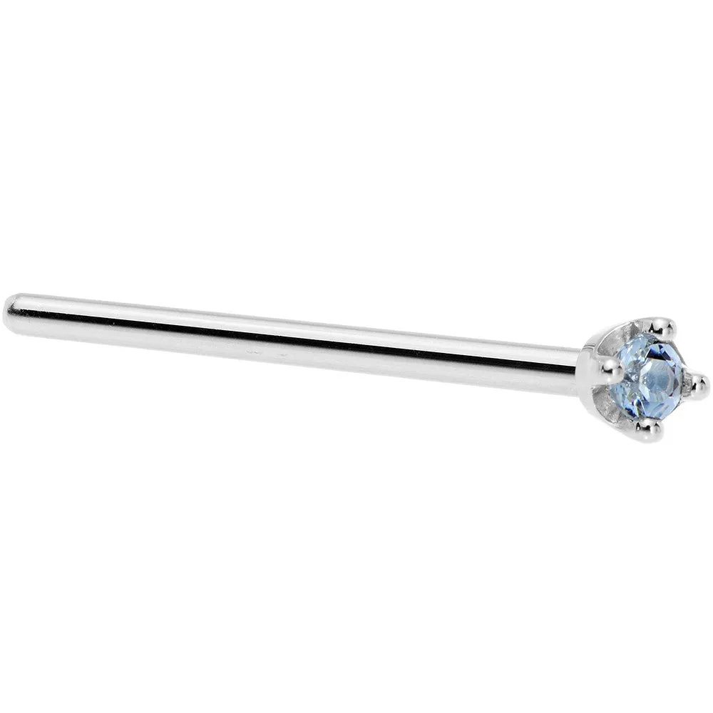 Solid 14KT White Gold (December) 1.5mm Genuine Topaz Nose Ring