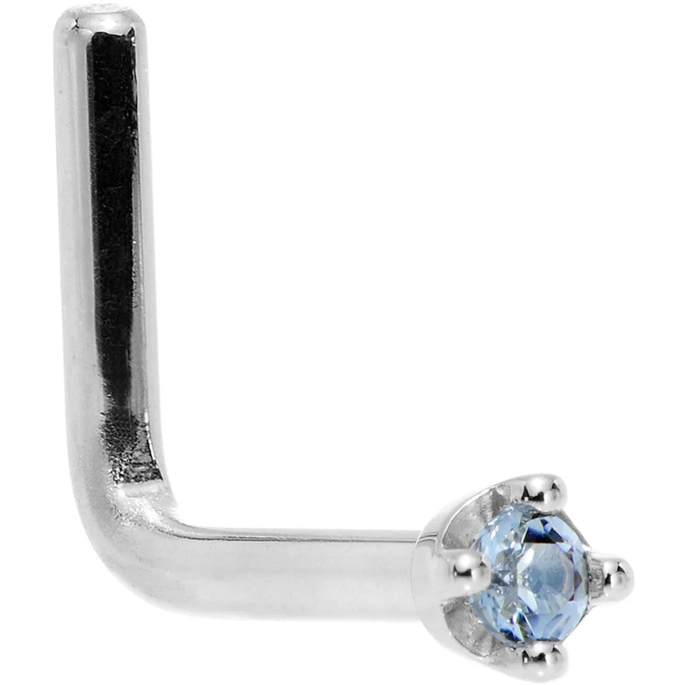 Solid 14KT White Gold (December) 1.5mm Genuine Topaz Nose Ring