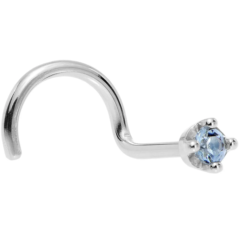 Solid 14KT White Gold (December) 1.5mm Genuine Topaz Nose Ring