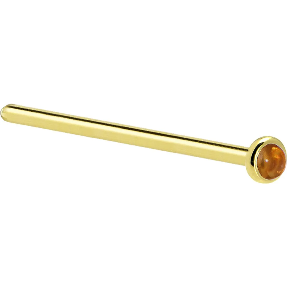 Solid 14KT Yellow Gold (November)  2mm Genuine Citrine Saffron Nose Ring