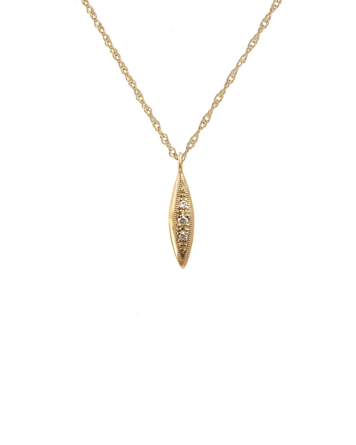 Solid Gold Modern Triple Diamond Peak Necklace
