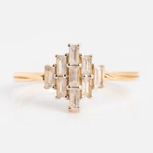 Solid Gold Vintage Inspired Baguette Shield Ring
