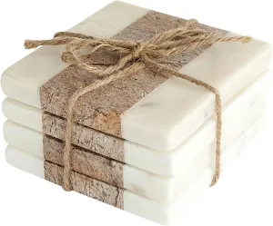 SQUARE MARBLE COASTERS WITH JUTE STRING