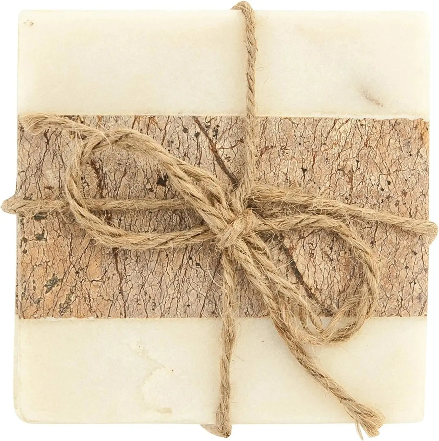 SQUARE MARBLE COASTERS WITH JUTE STRING
