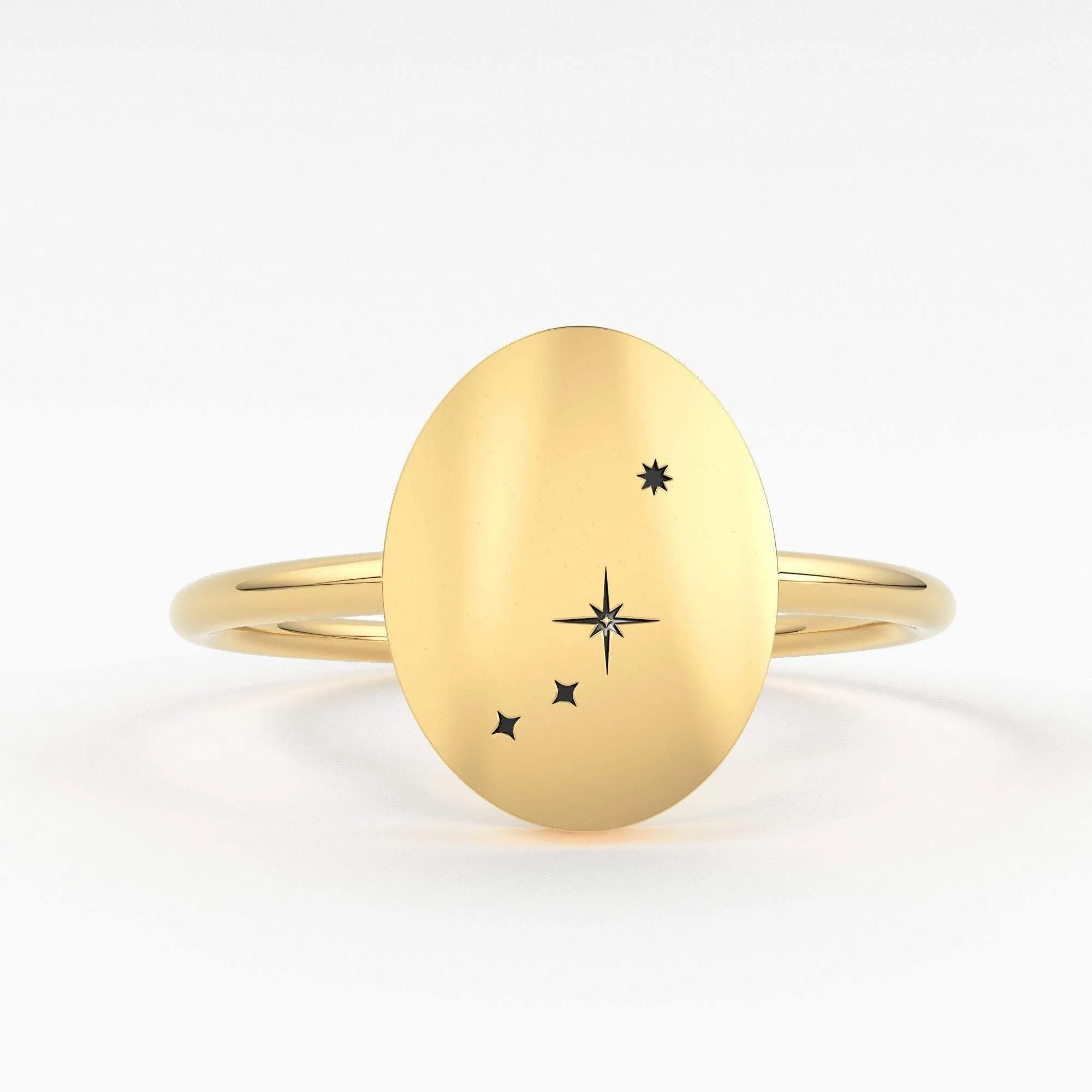 Star Signet Ring / 14K Solid Gold / Custom Zodiac Ring / Constellation Ring / Signet Ring / Stackable Star Rings / Personalized Gift for her