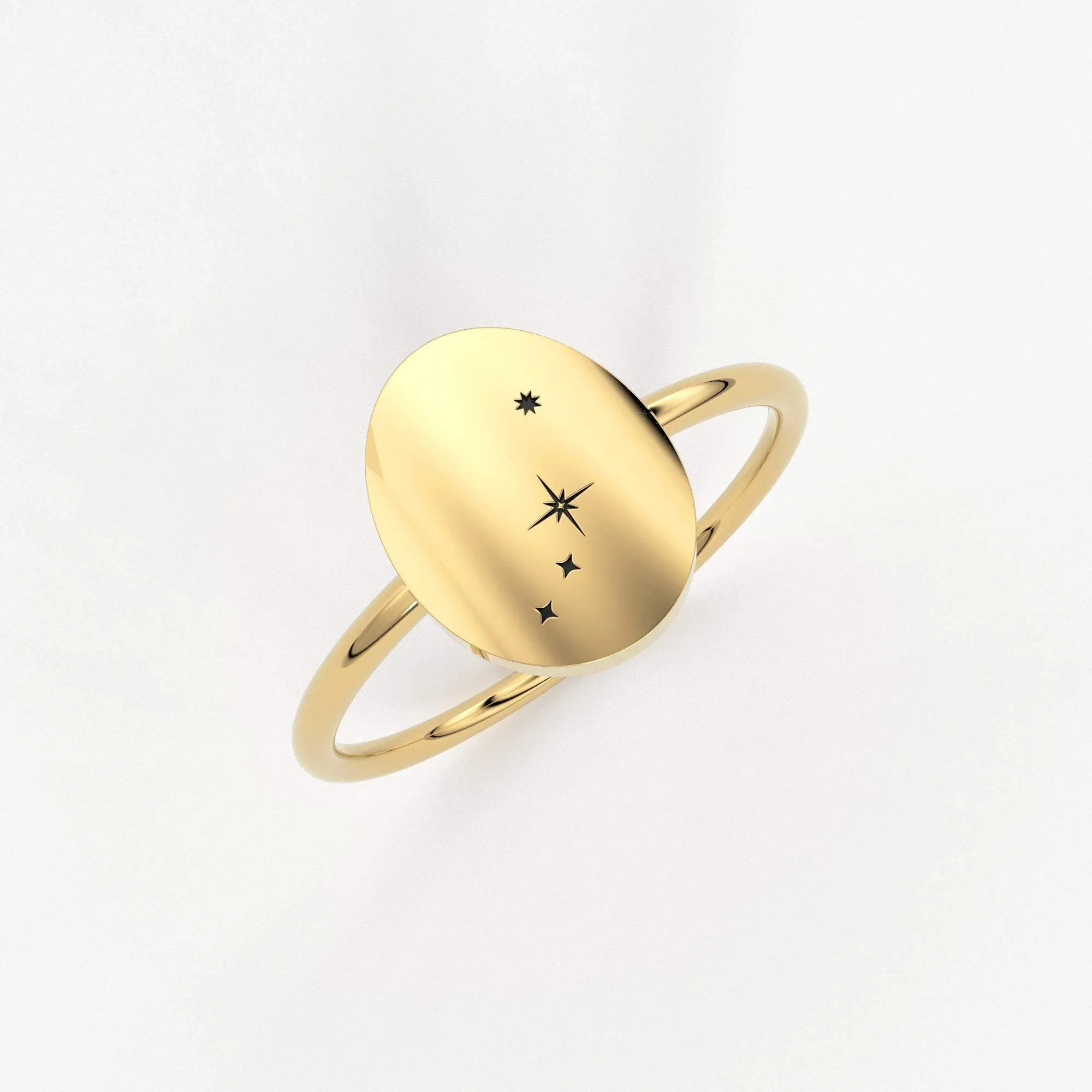 Star Signet Ring / 14K Solid Gold / Custom Zodiac Ring / Constellation Ring / Signet Ring / Stackable Star Rings / Personalized Gift for her
