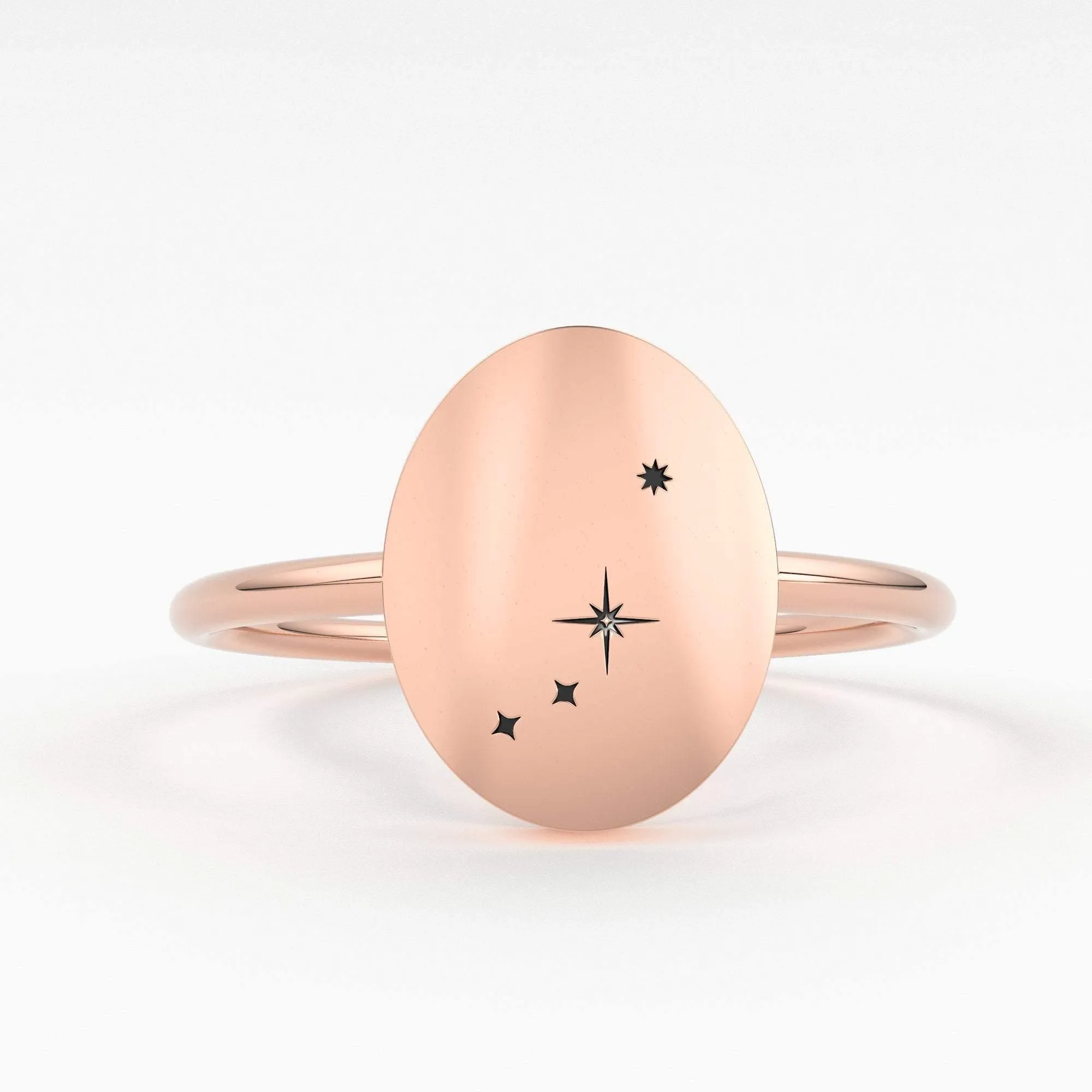 Star Signet Ring / 14K Solid Gold / Custom Zodiac Ring / Constellation Ring / Signet Ring / Stackable Star Rings / Personalized Gift for her
