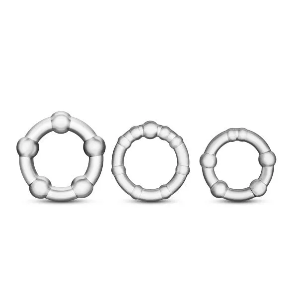 Stay Hard Beaded Cockrings 3pc Clear