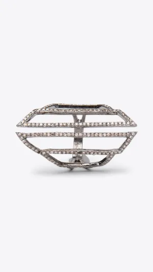 Sterling Oxidized Silver and Diamond Jodi Ring