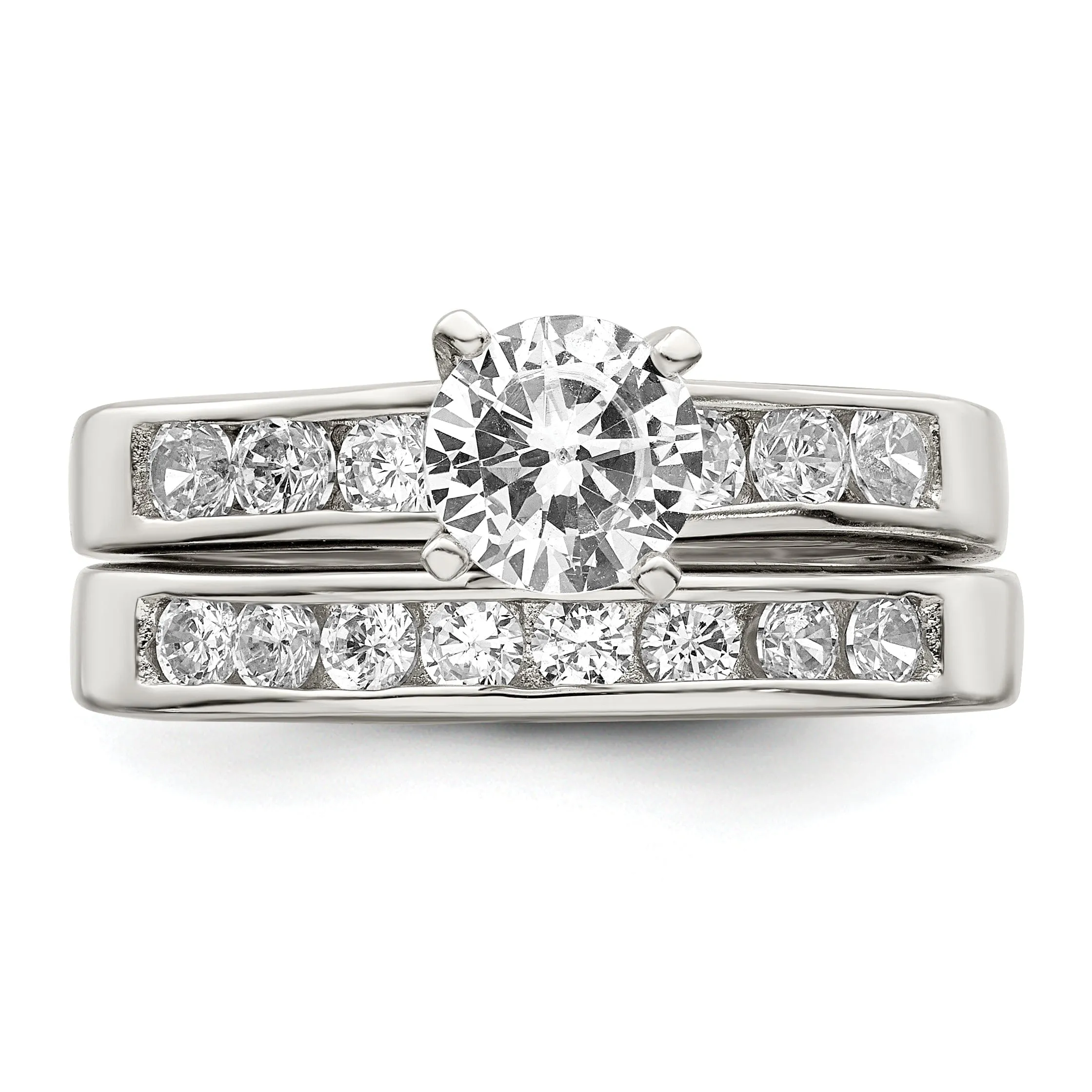 Sterling Silver Cubic Zirconia Band Rings Set