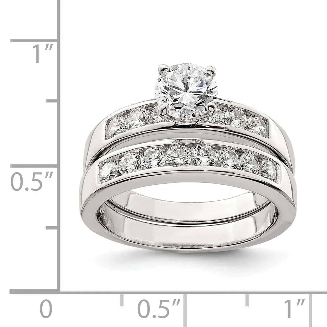 Sterling Silver Cubic Zirconia Band Rings Set