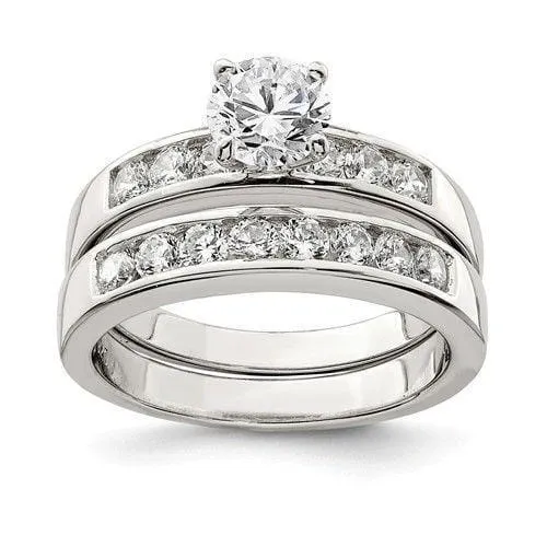Sterling Silver Cubic Zirconia Band Rings Set