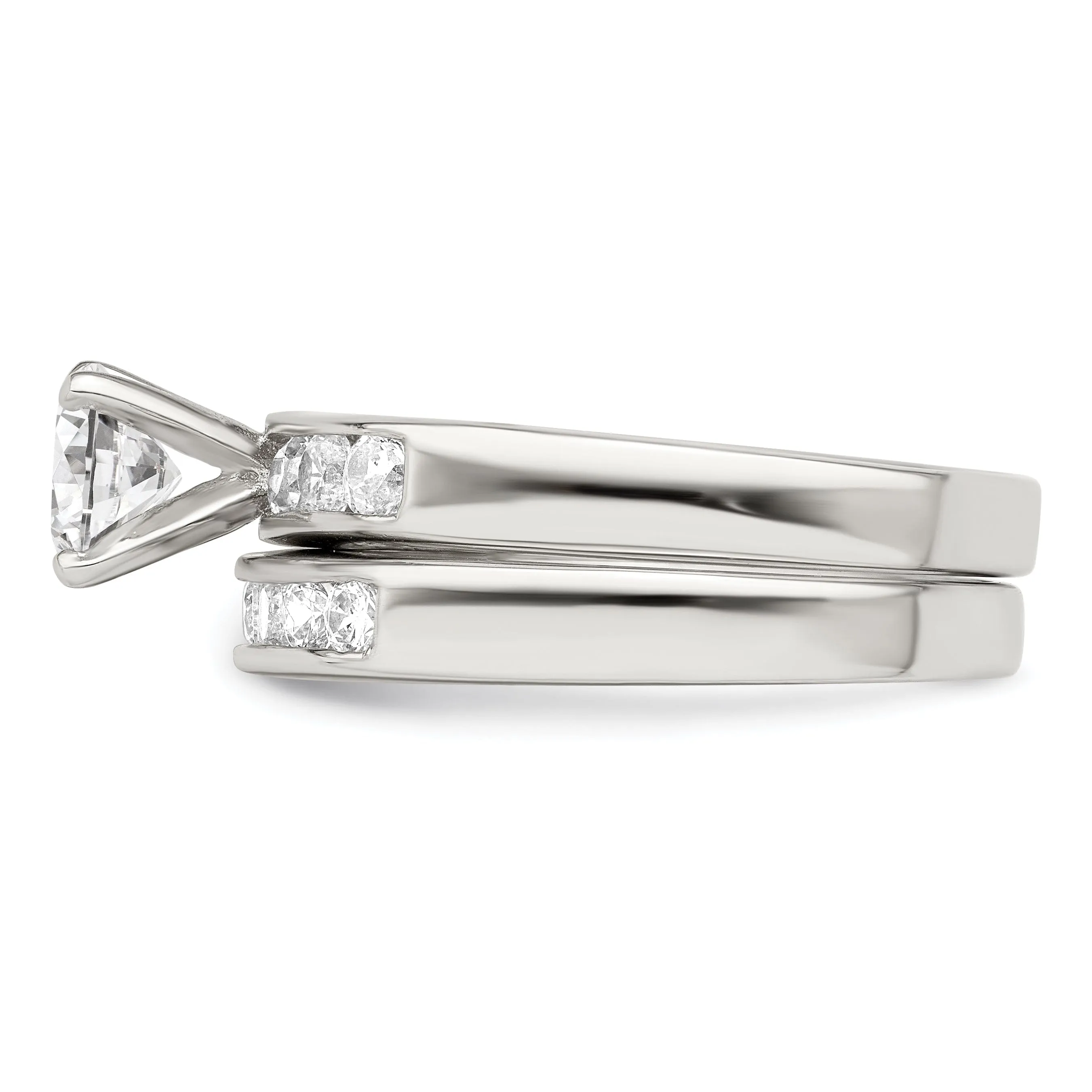 Sterling Silver Cubic Zirconia Band Rings Set