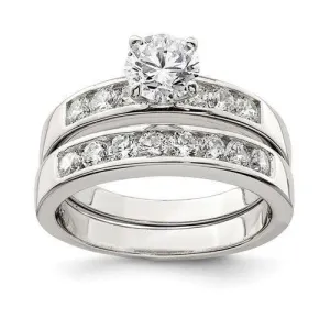 Sterling Silver Cubic Zirconia Band Rings Set