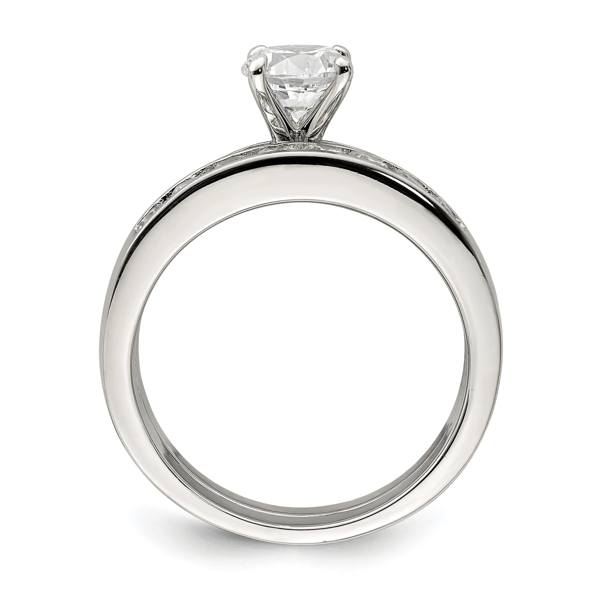 Sterling Silver Cubic Zirconia Band Rings Set