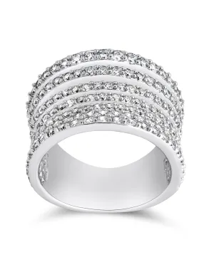 Sterling Silver CZ Multi-Row Statement Ring