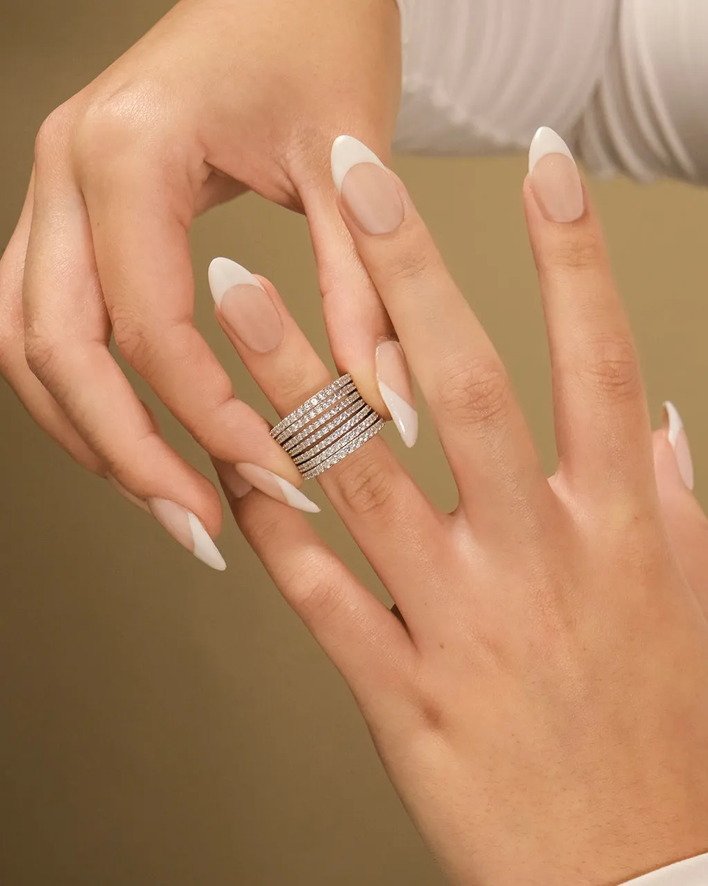 Sterling Silver CZ Multi-Row Statement Ring