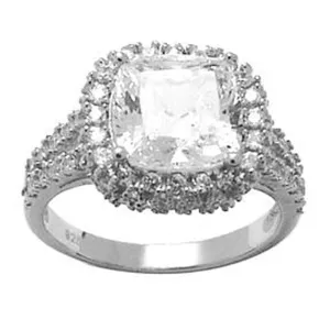 Sterling Silver Princess Cubic Zirconia Ring -3.76 ct tw