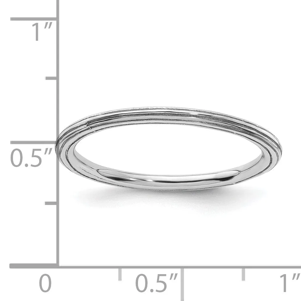 Sterling Silver Rhodium Step-Down Ring