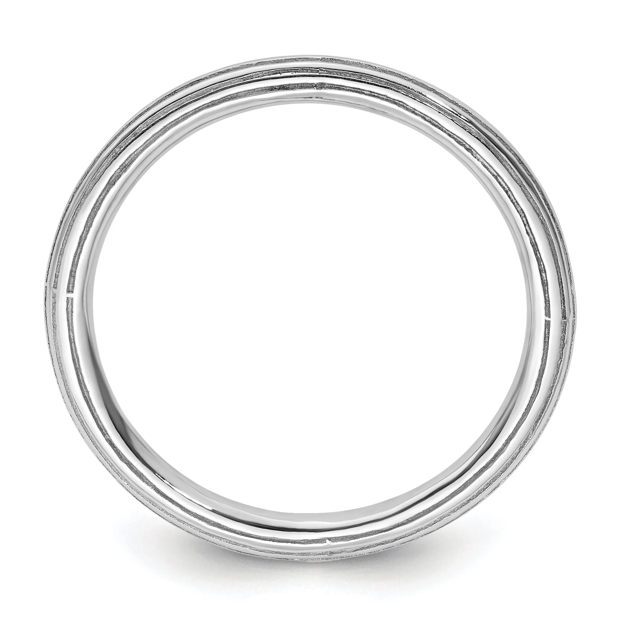 Sterling Silver Rhodium Step-Down Ring