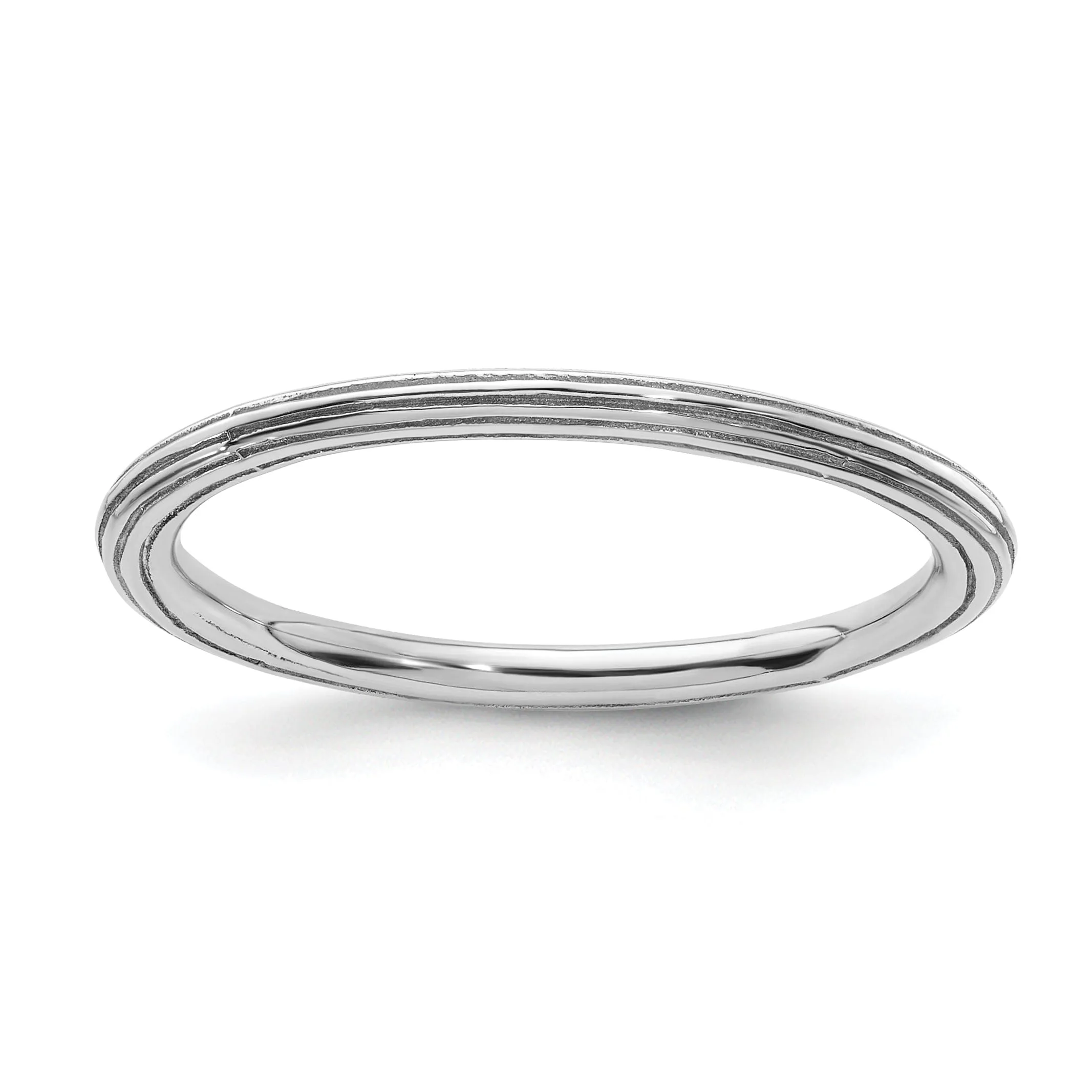 Sterling Silver Rhodium Step-Down Ring