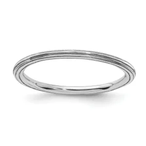 Sterling Silver Rhodium Step-Down Ring