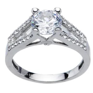 Sterling Silver Round Cubic Zirconia Ring -1.94 ct tw