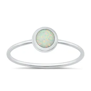 Sterling Silver White Lab Opal Ring