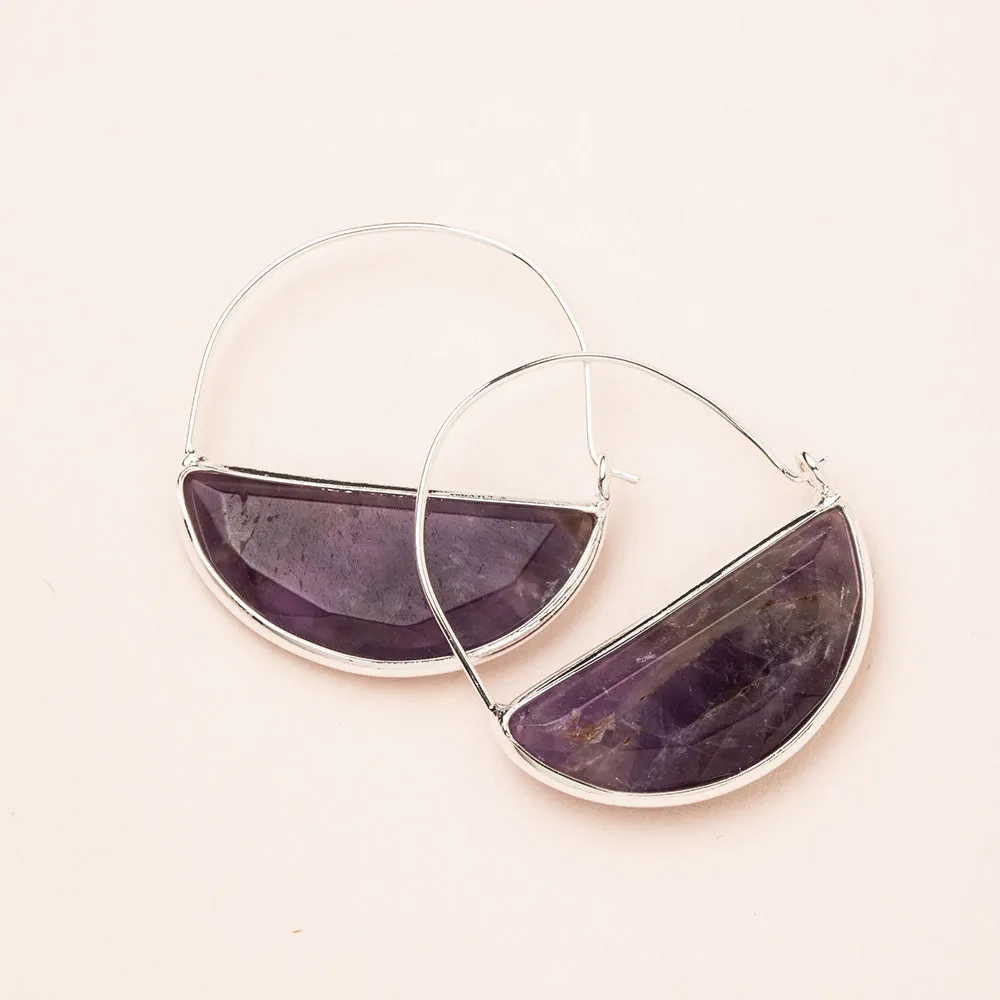 STONE PRISM HOOP EARRING -  COLOR & SILVER