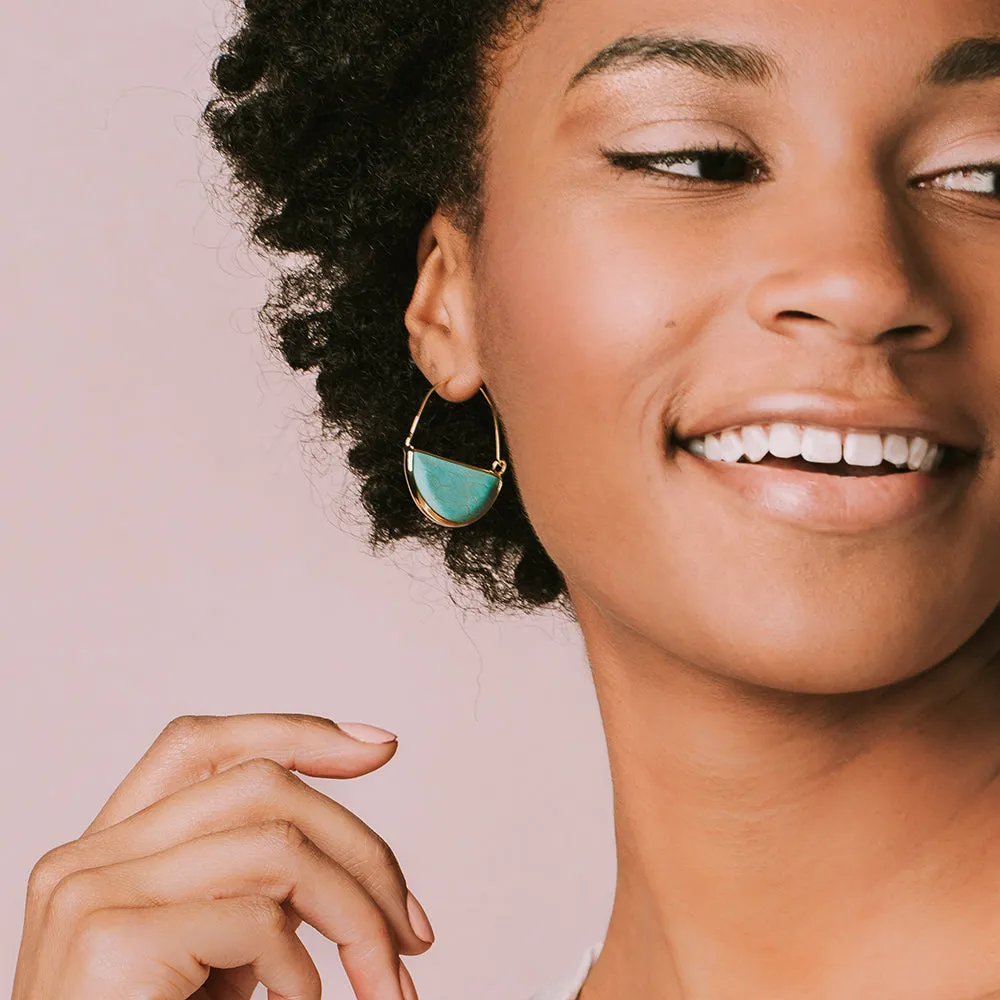 STONE PRISM HOOP EARRING -  TURQUOISE