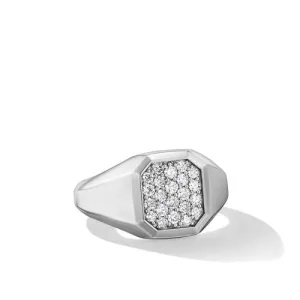 Streamline Signet Ring in Sterling Silver with Diamonds, Size 10