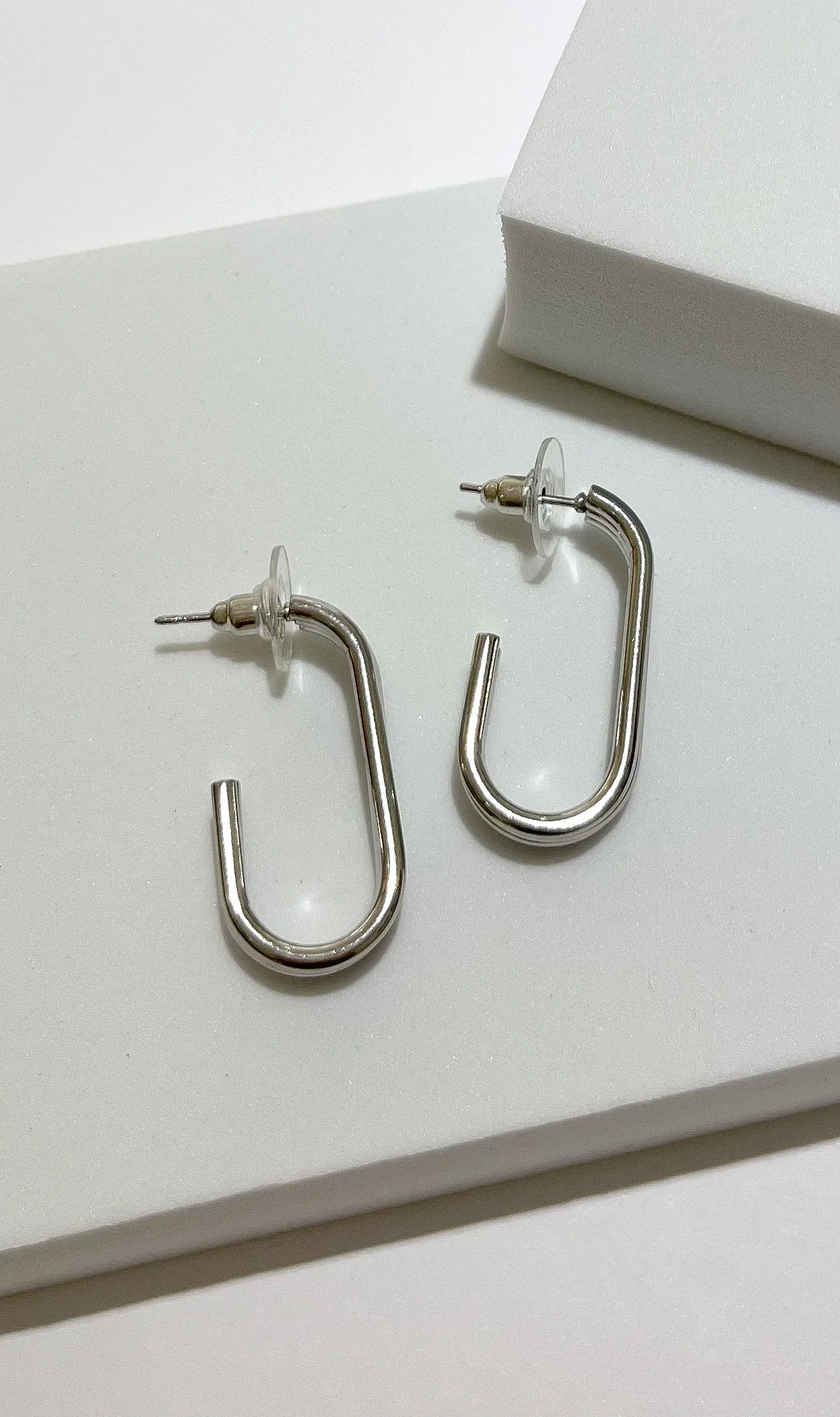 Style in Simplicity Silver Oval Hoop Earrings