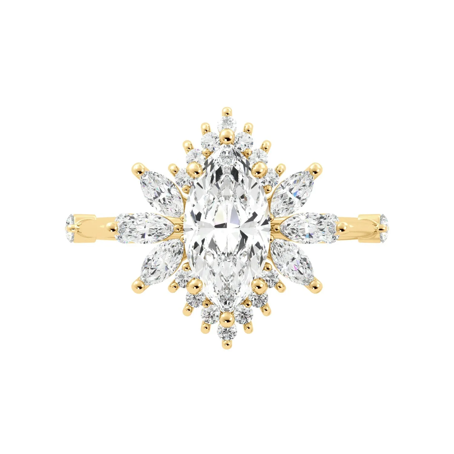 Sunburst Marquise Custom Engagement Ring