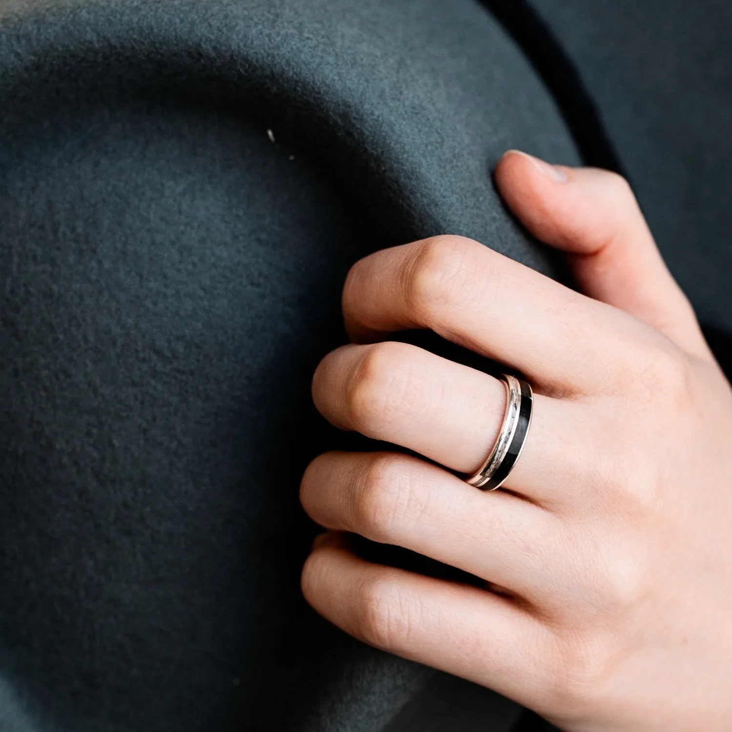 The Audrey | Women's Whiskey Barrel & Antler Silver Ring