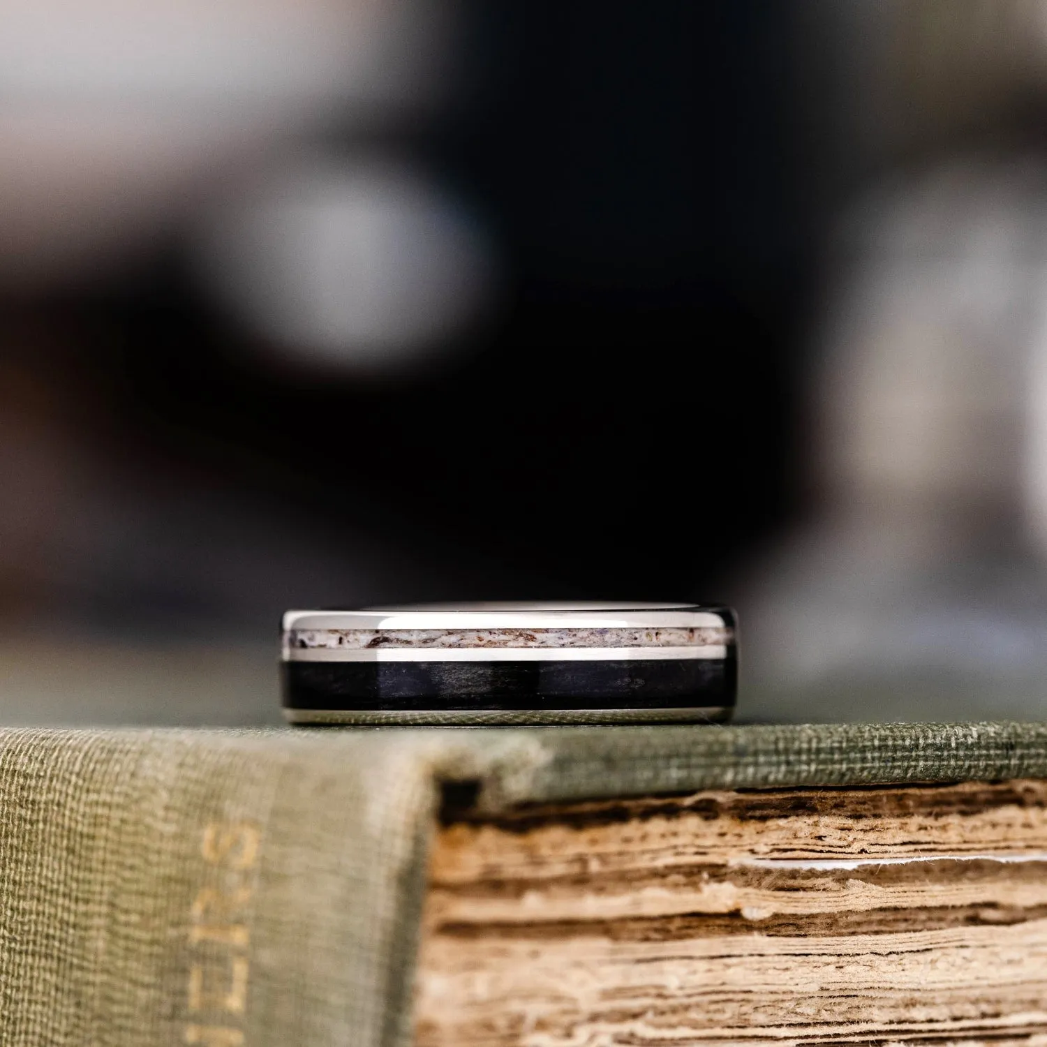 The Audrey | Women's Whiskey Barrel & Antler Silver Ring