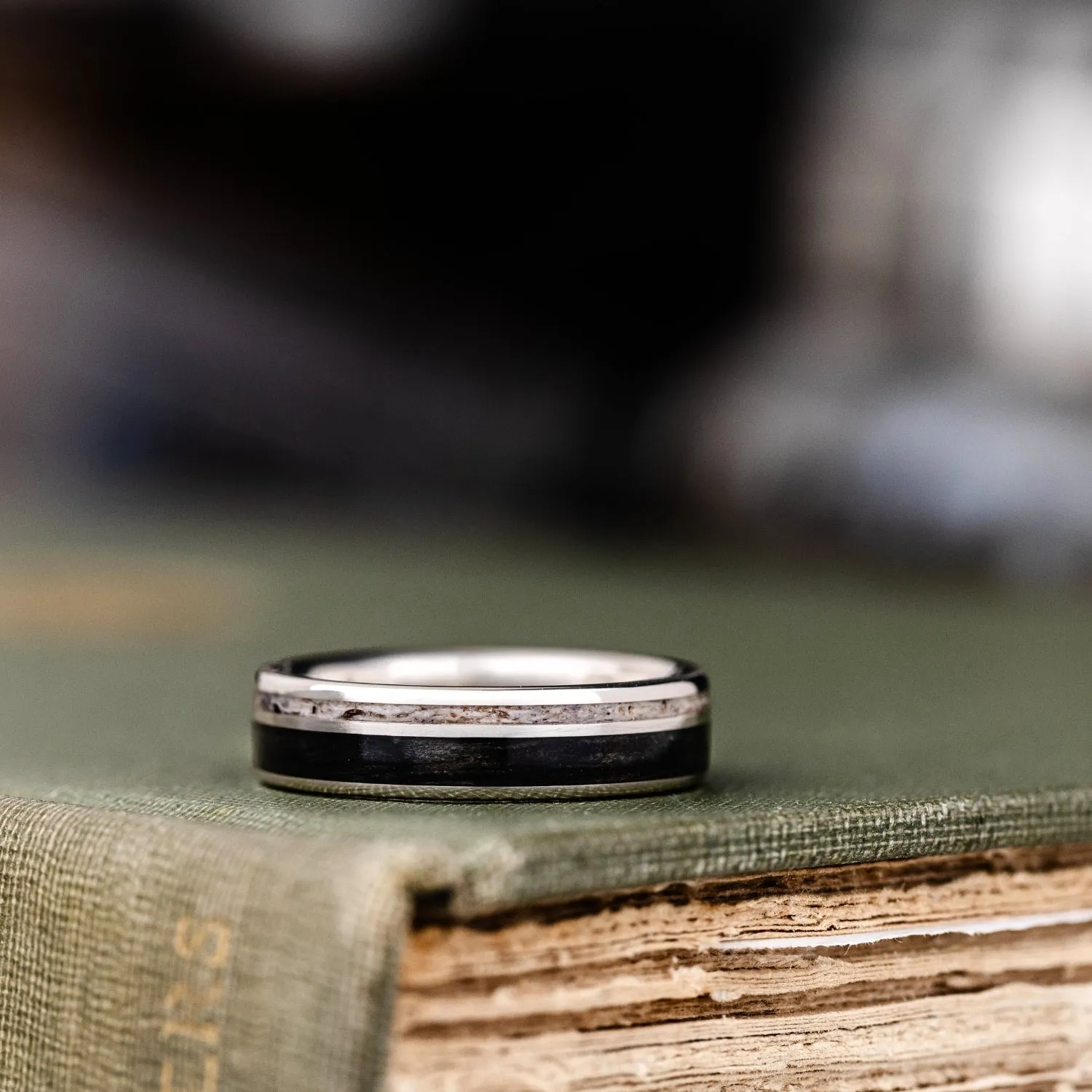 The Audrey | Women's Whiskey Barrel & Antler Silver Ring