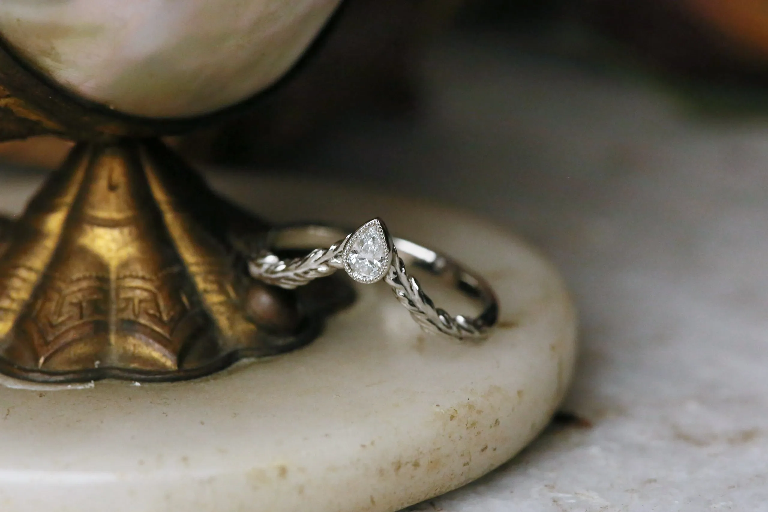 The Diadem of Dawn Band - Contoured Natural Pear Cut Diamond Band