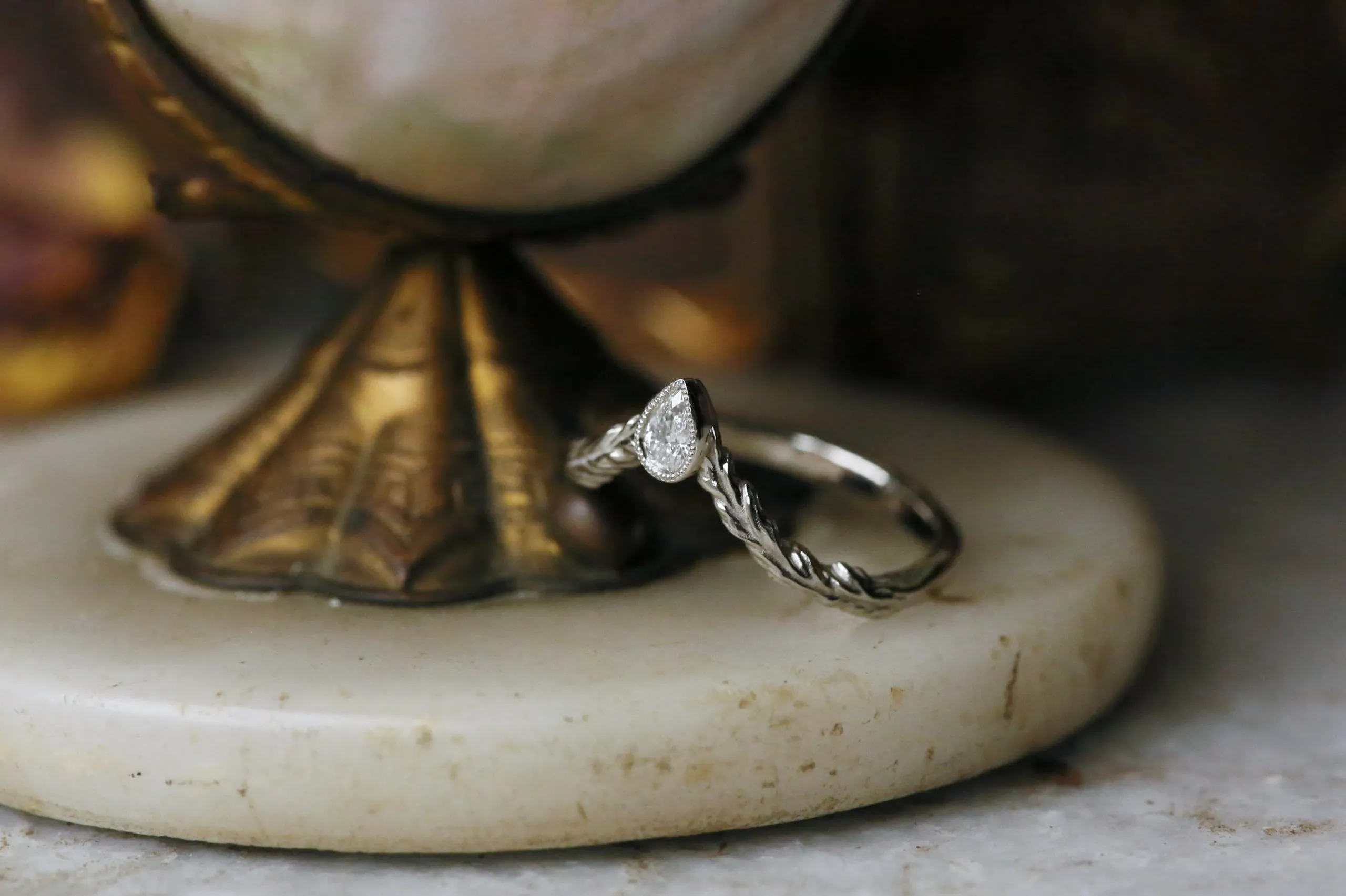 The Diadem of Dawn Band - Contoured Natural Pear Cut Diamond Band
