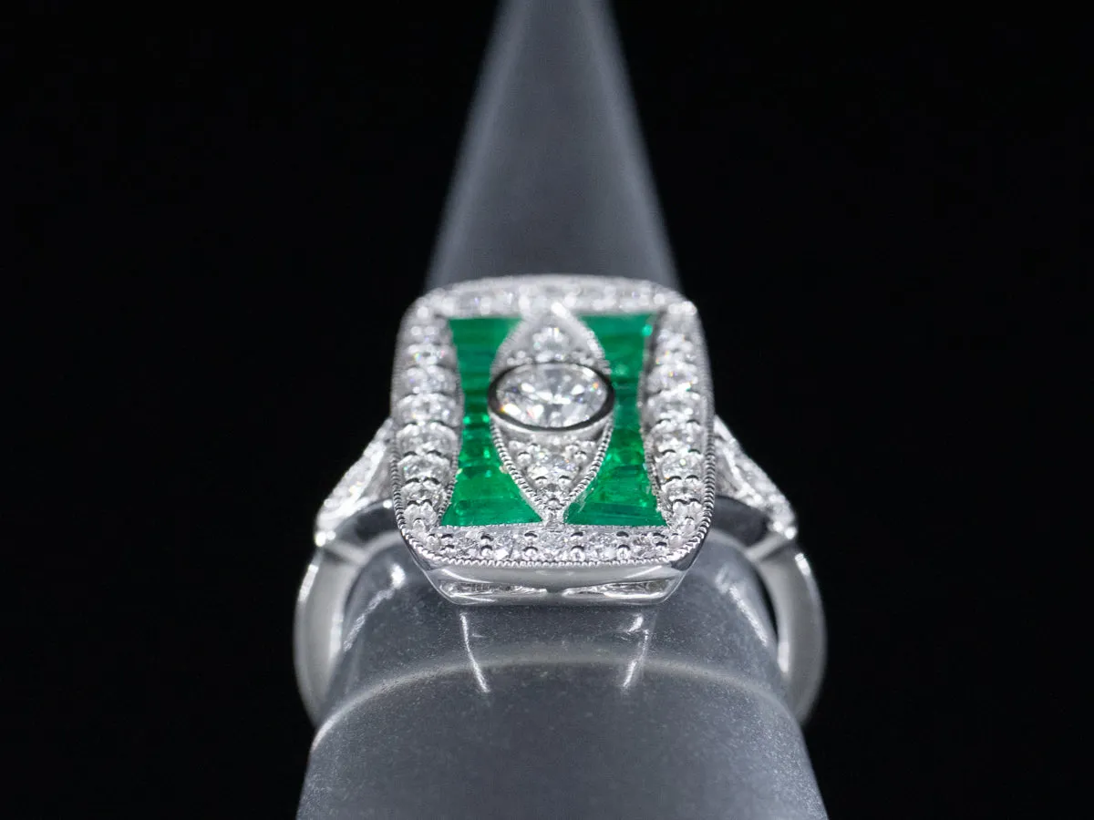 The McIntyre Emerald and Lab Grown Diamond Ring in 14K White Gold
