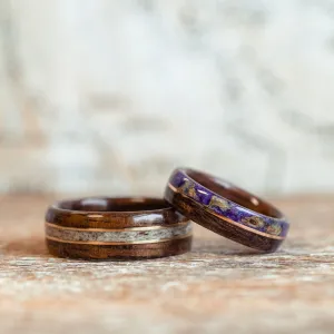 The Stag & The Champs-Elysees - Wood Wedding Ring Set