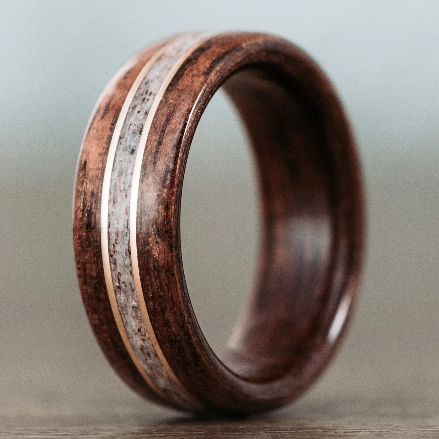The Stag & The Champs-Elysees - Wood Wedding Ring Set