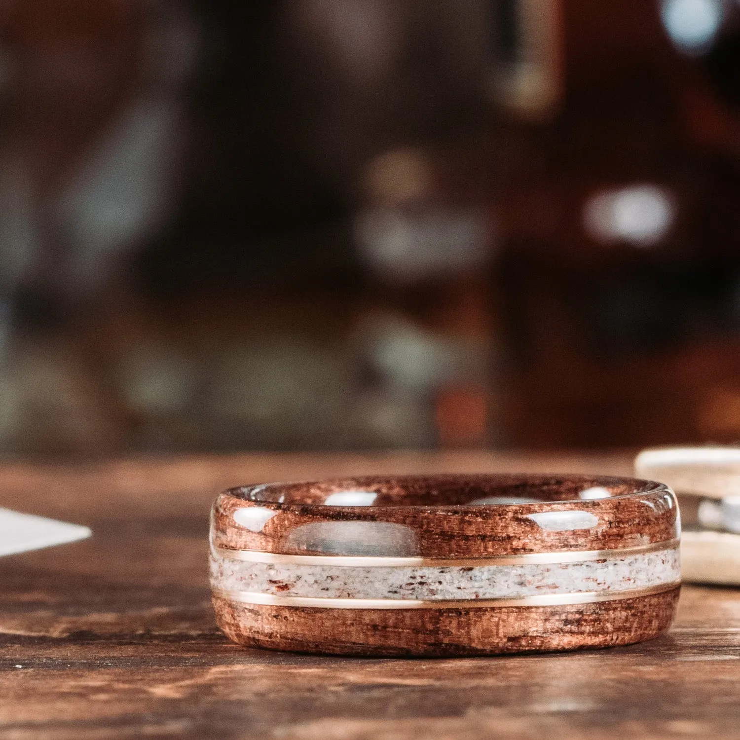The Stag & The Champs-Elysees - Wood Wedding Ring Set