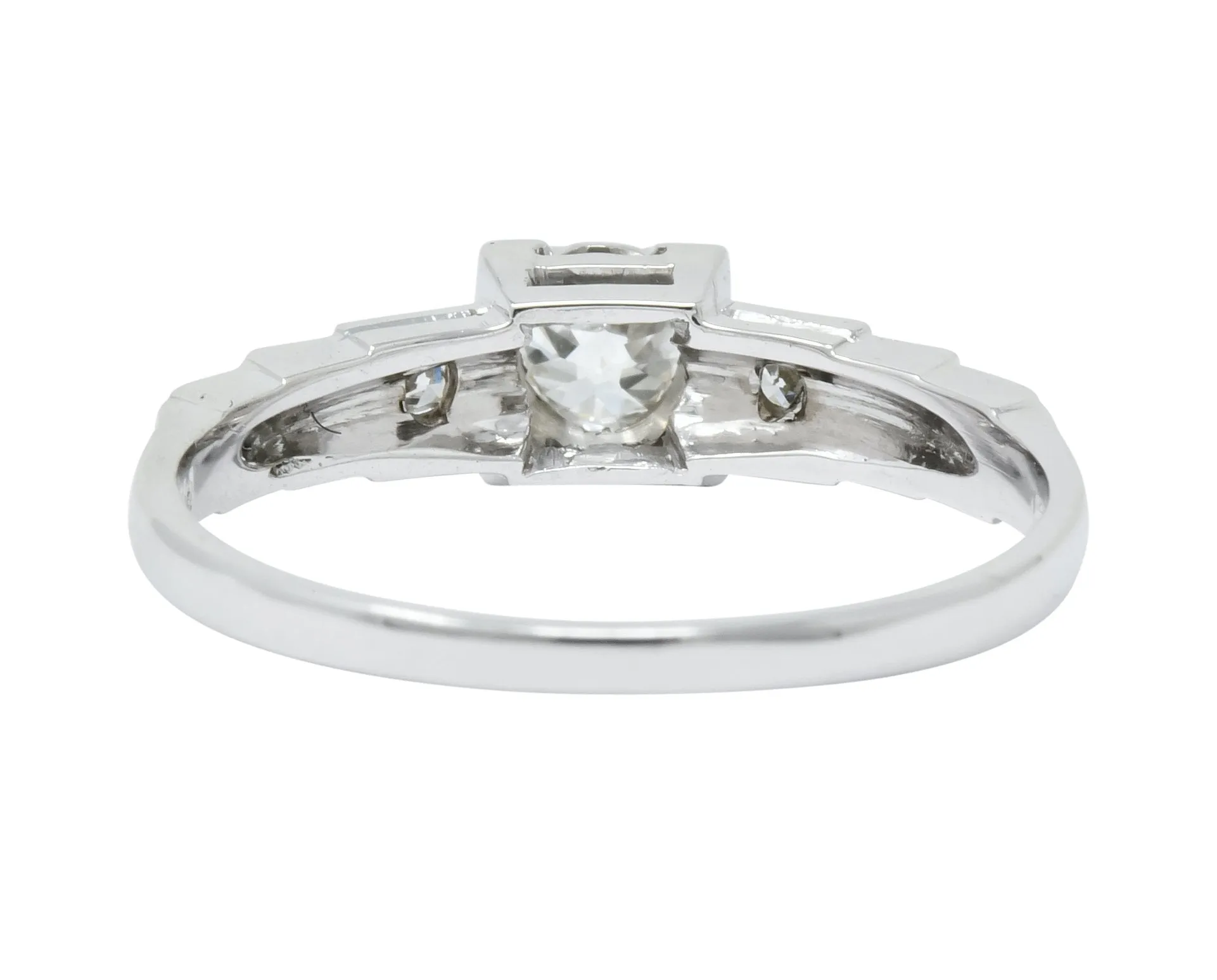 Theberath & Co. Art Deco Diamond 18 Karat White Gold Engagement Ring