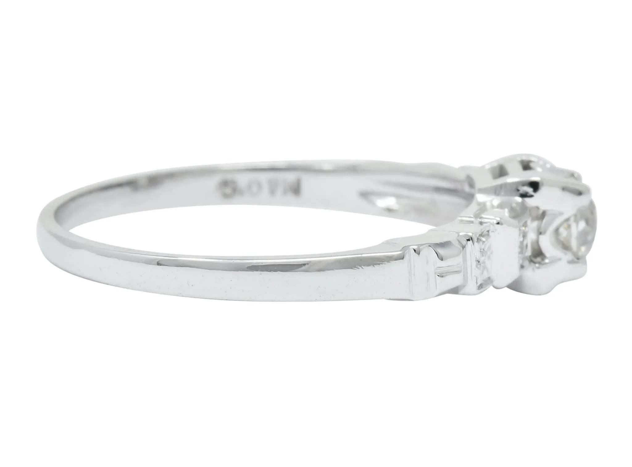 Theberath & Co. Art Deco Diamond 18 Karat White Gold Engagement Ring