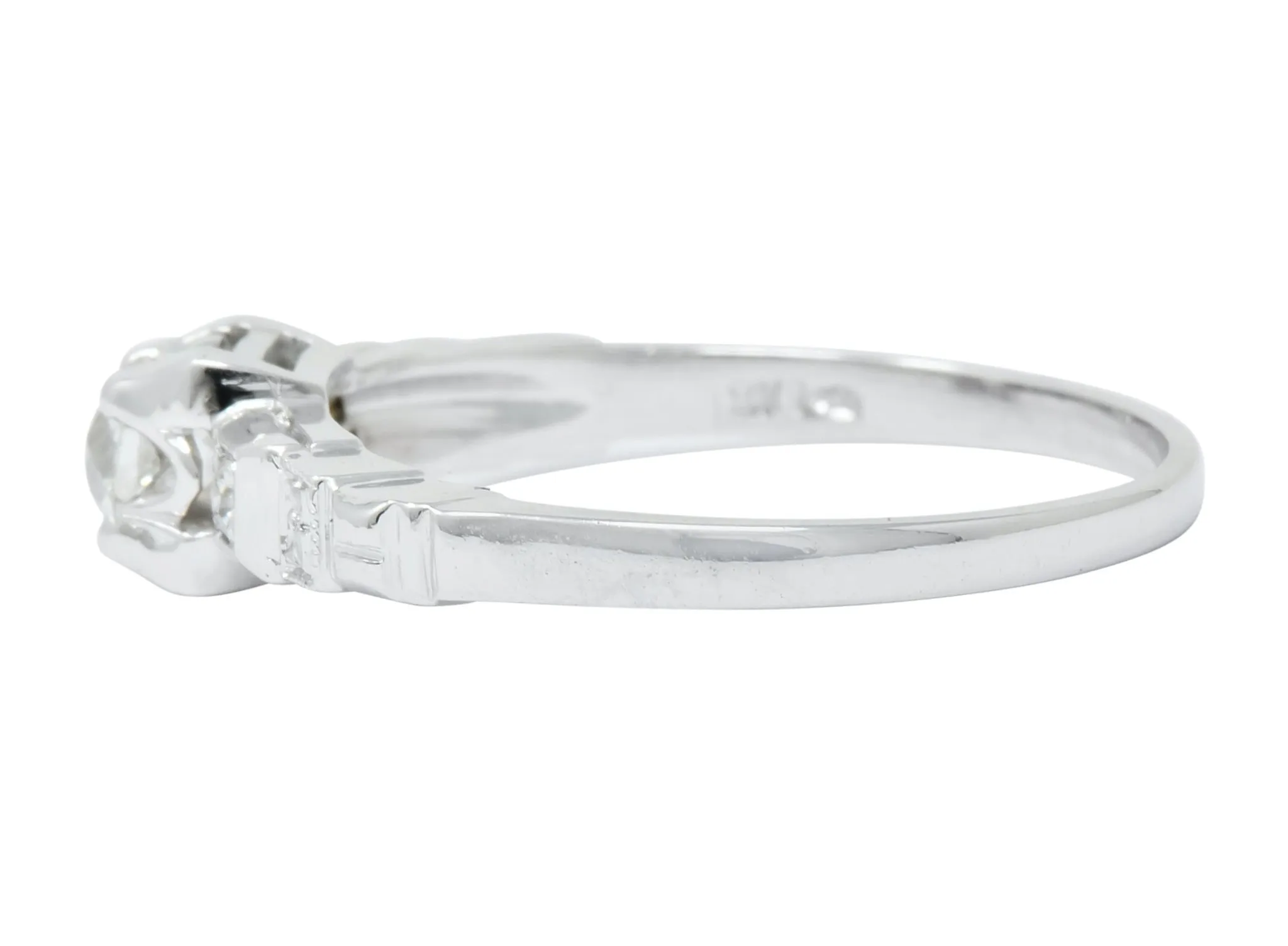 Theberath & Co. Art Deco Diamond 18 Karat White Gold Engagement Ring